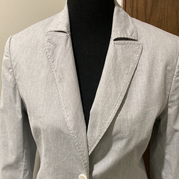 Express two button, pinstriped fitted cotton jacket - Picture 1 of 12